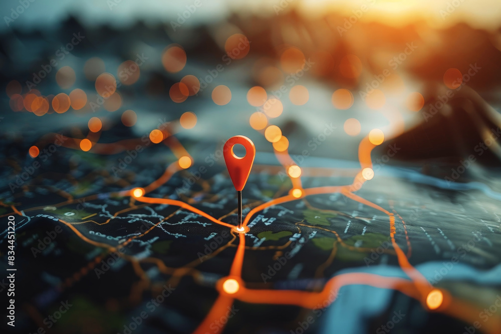 Poster pin location icon for navigation or map, generative ai