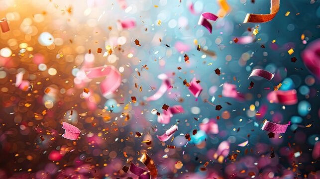 A bright and cheerful scene with party poppers and confetti. - Event decoration background