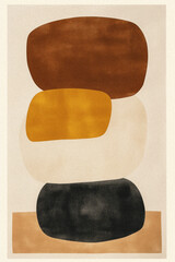 Minimalist Japandi art, zen poster with geometric shapes