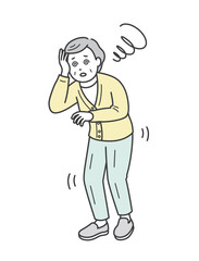 めまいを起こしふらつく高齢女性のイラスト