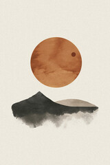 Nature inspired minimalist wall art print, simple and clean poster design