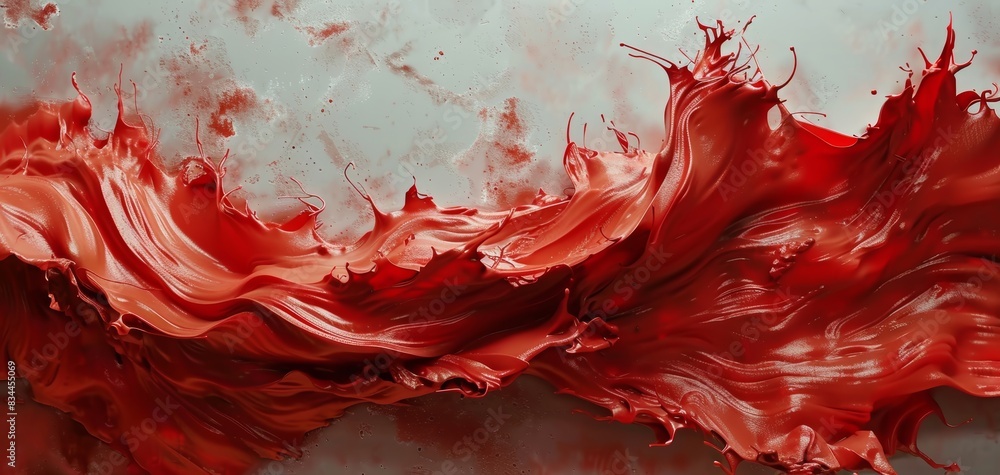Aufkleber abstract red paint splash on a gray background, capturing dynamic motion and texture in a stunning v