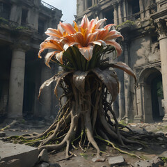 Fototapeta premium a large plant that is growing out of a tree stump