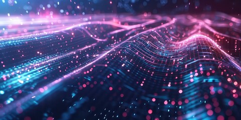Digital backdround ideal for technological operations, neural networks, AI, data transmission and encryption, digital archives, audio and visual representations