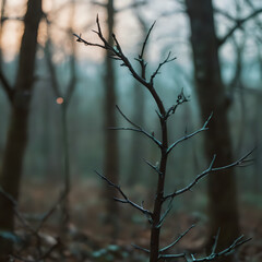 a small tree that is in the middle of the woods