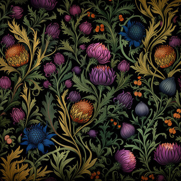 Scottish thistle paisley pattern