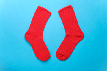 Red socks on a blue background
