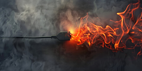 Explosion with fire and colored smoke on dark background 3d rendering illustration
