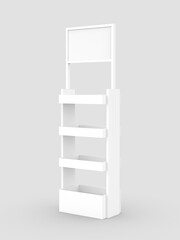 Product display self stand blank mock up, 3d illustration.