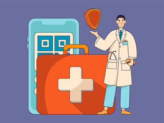 Medical characters fighting the epidemic flat vector concept operation hand drawn illustration
