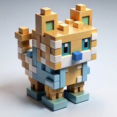 3D Render of a Pixelated Car, on isolated white background, Generative AI