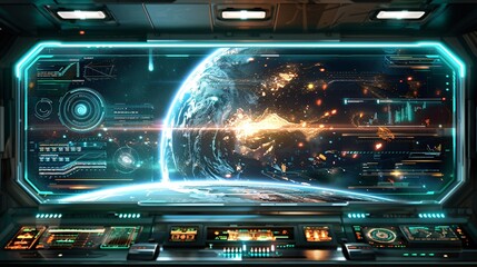 Obraz premium A sleek, modern digital interface with holographic elements representing the future of technology and innovation in a dynamic, abstract design