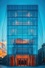 Symmetrical Composition of Minimalist Commercial Building Facade