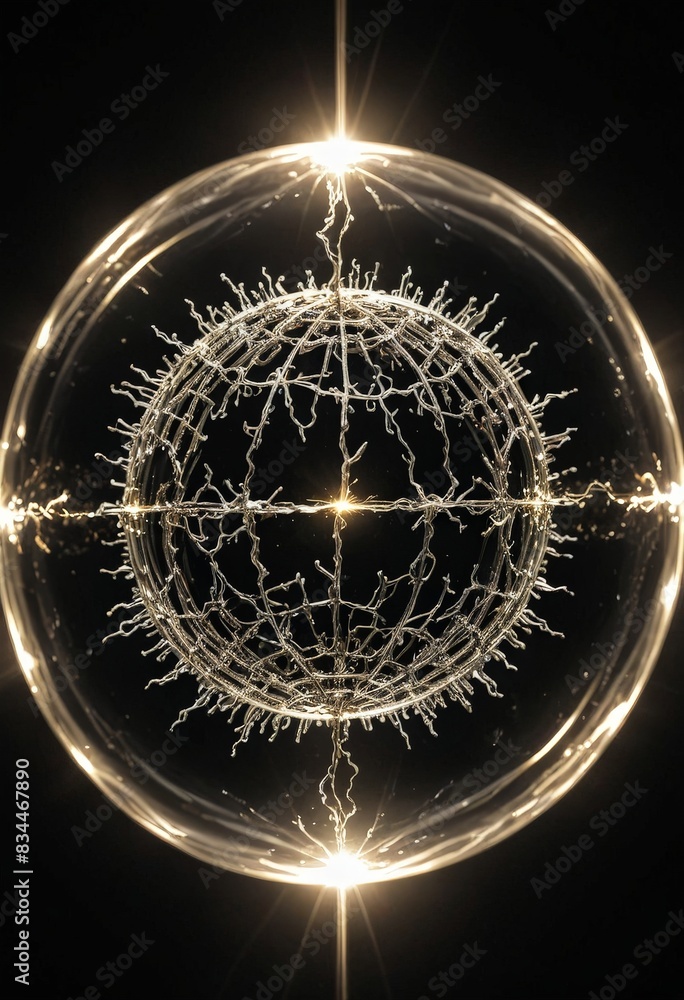 Poster golden sphere with abstract pattern