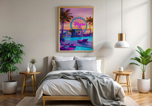 Minimalist Bedroom Poster Mockup Template