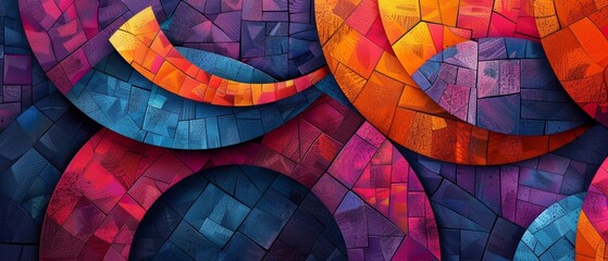 Fototapeta premium Vibrant abstract geometric pattern with colorful interlocking shapes, creating a modern and dynamic visual effect.
