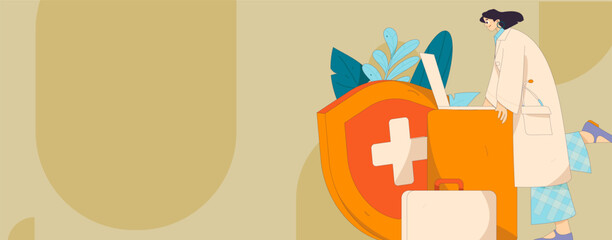 Medical characters fighting the epidemic flat vector concept operation hand drawn illustration
