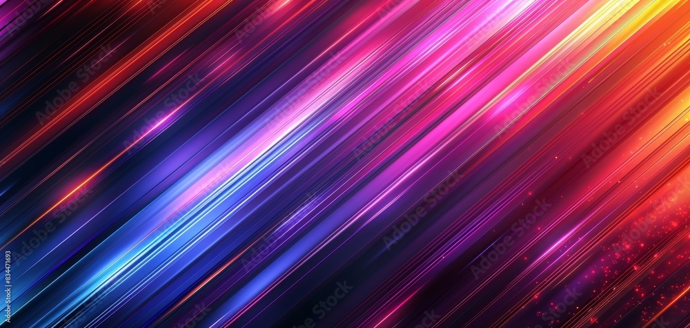 Poster vivid abstract background with dynamic, multicolored light streaks creating a sense of motion and en