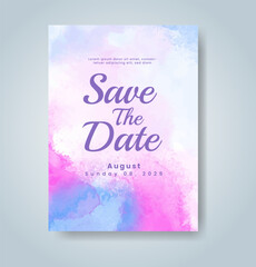 Wedding invitation with abstract watercolor background