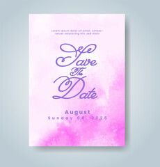 Wedding invitation with abstract watercolor background