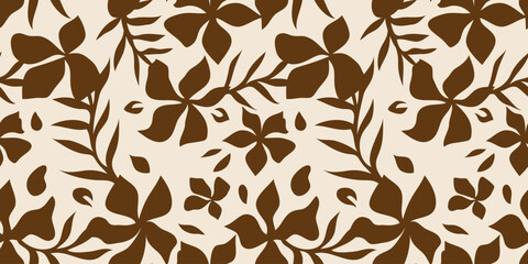Seamless floral vector laconic black and white handmade ink drawing for fabric design, decor, ceramics, greeting cards, flowers, texture print