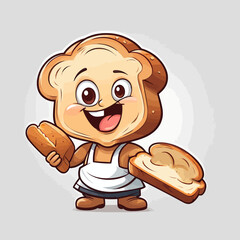 Bread Logo Cartoon Design Very Delicious
