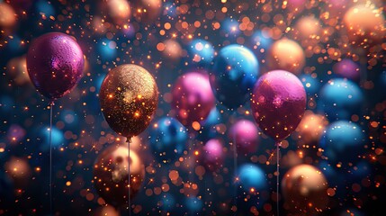 A dazzling background with colorful balloons and stars. - Event decoration background