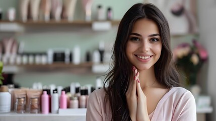 Smiling Young Female Nail Technician Portrait in Beauty Salon Setting