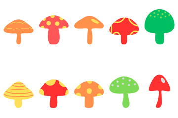 Decorative mushroom illustration design set