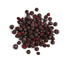 Dried bilberry on white background