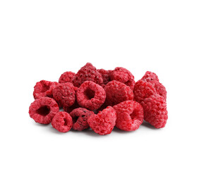 Dried raspberry on white background