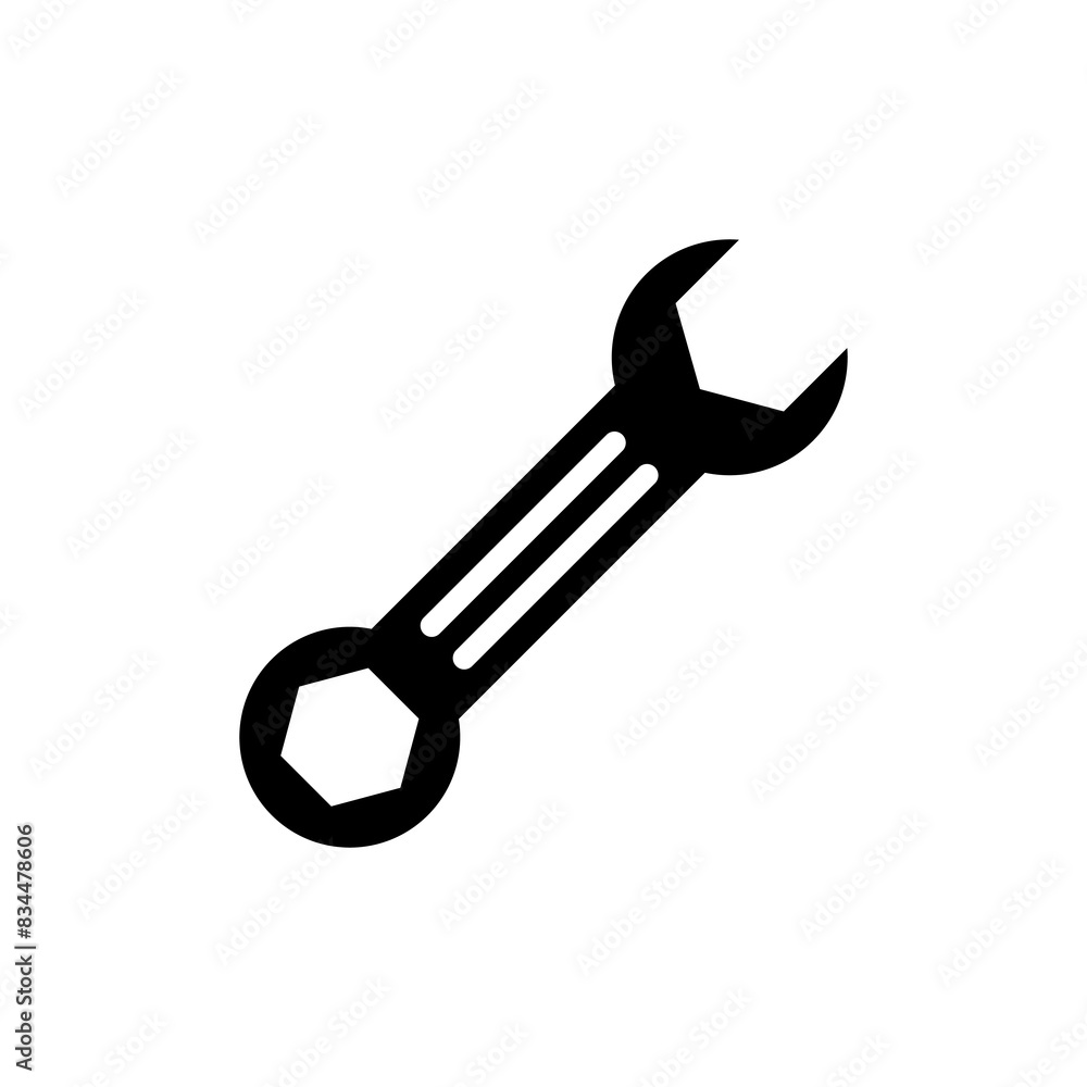 Poster spanner, wrench vector icon.simple flat black illustration for web and app on white background..eps