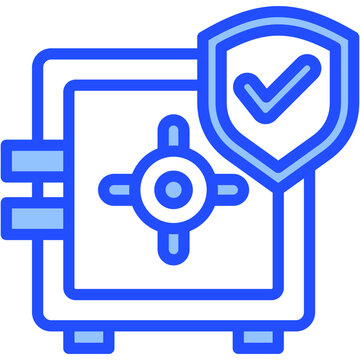 blue safe with shield and checkmark clip art preview