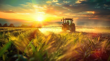 Fototapeta premium An image showcasing an irrigation tractor in action