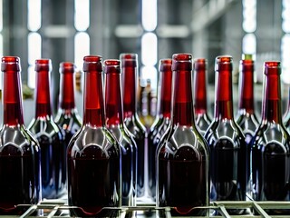 red bottles in a row