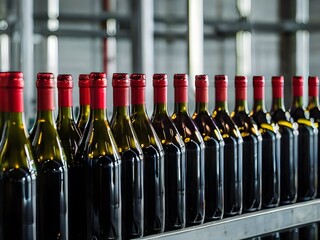 wine bottles in a row
