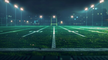 Football field, view from the height of the grass itself.
