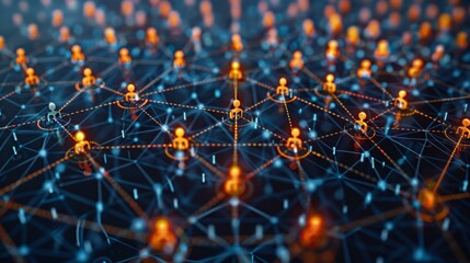 Network of interconnected people, interaction between employees and work groups, connections in the social sphere, interconnected people, connections in the social sphere, network communication.