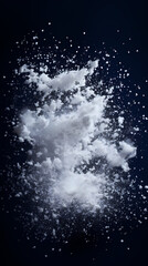 Obraz premium Floating snow particles on dark blue background