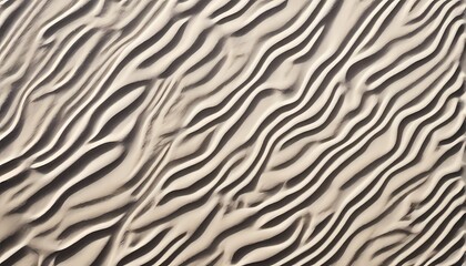 Top view of white fine sand grains forming intricate patterns of lines contrasting shadows, AI Generated