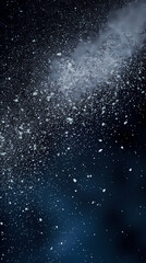 Obraz premium Floating snow particles on dark blue background