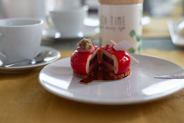 Early Grey and strawberry cake