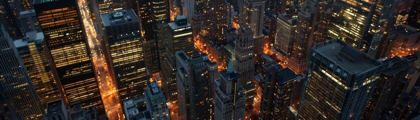 Fototapeta premium Aerial photography library, night, travel, city night scene, bustling city corner, high-angle shooting, 4k high-definition wallpaper, background, generated by AI.