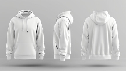 mock up plain white hoodie, seen from the front and back, Ai Generated Images