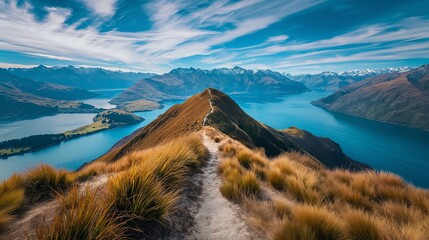 Roys Peak mountain hike in Wanaka, New Zealand, and experience stunning panoramic views that make this trail a popular tourism destination