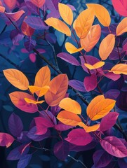 neon leaves and flowers