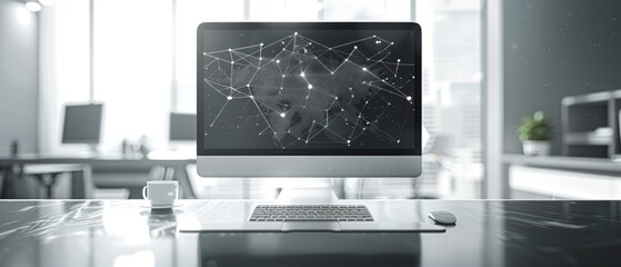 An empty, sleek computer network diagram template awaits customization, embodying the essence of professional simplicity.