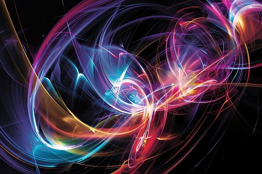Employ the image as a foundational element in digital artworks, design projects, and visual compositions. The vibrant luminous lines and swirling circles lend a high - tech touch to any creation.