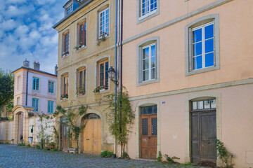 Fototapeta premium Cluny in France, ancient houses, small street in Burgundy 