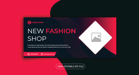 New Fashion Shop clothing brand facebook cover web banner, banner design template 